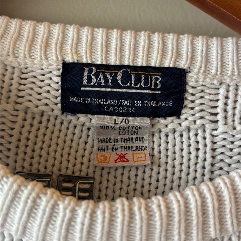 Vintage checkerboard cotton knit sweater - Picture 3 of 8